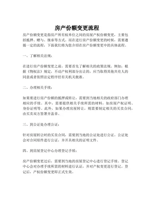 房产份额变更流程