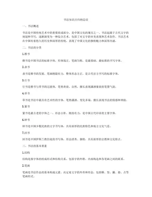 书法知识点归纳总结