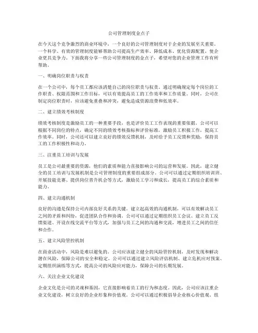 公司管理制度金点子