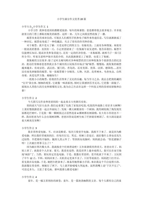 小学生满分作文优秀20篇
