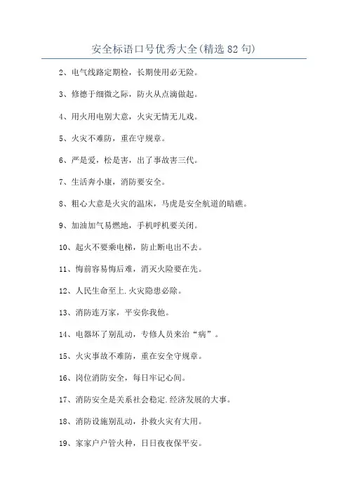安全标语口号优秀大全(精选82句)