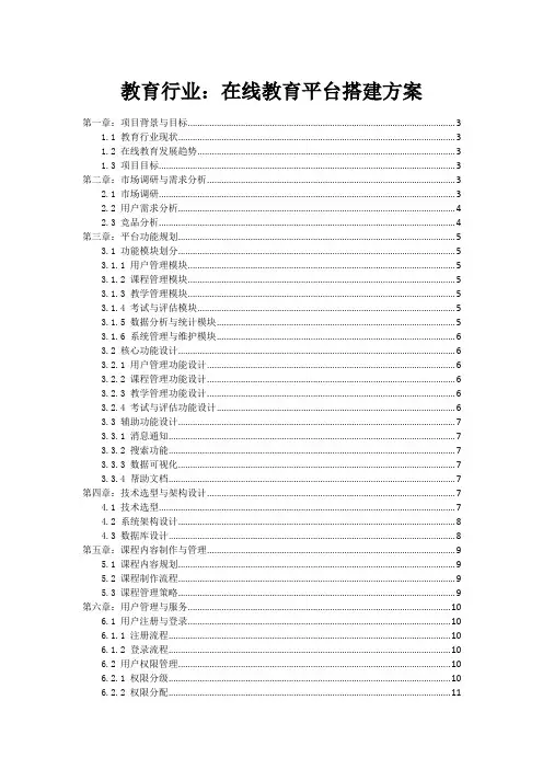 教育行业：在线教育平台搭建方案