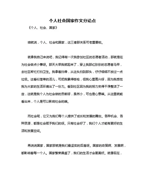 个人社会国家作文分论点