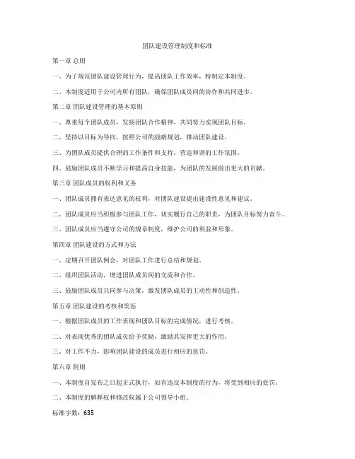 团队建设管理制度和标准