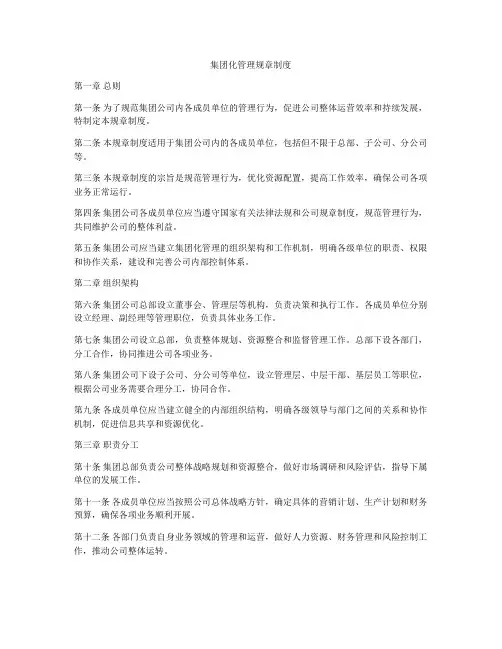 集团化管理规章制度