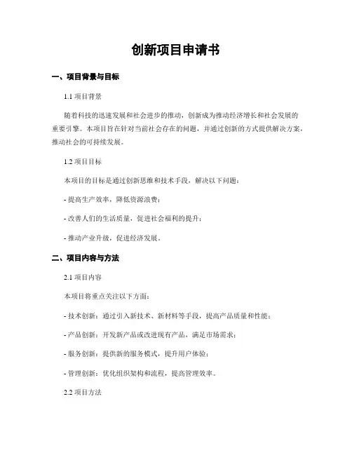 创新项目申请书