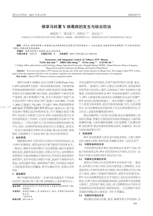 烟草马铃薯Y病毒病的发生与综合防治