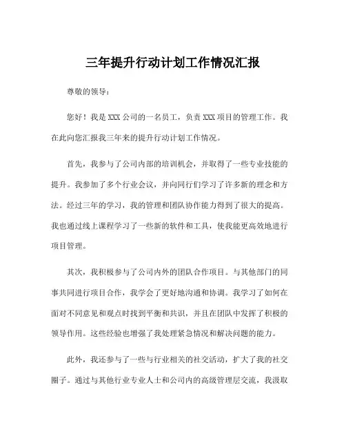 三年提升行动计划工作情况汇报