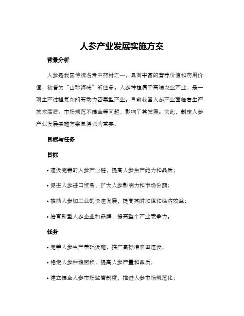 人参产业发展实施方案