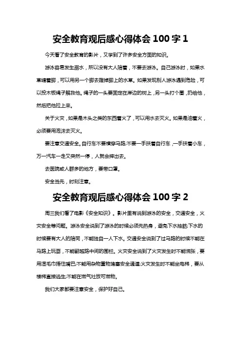 安全教育观后感心得体会100字(10篇)