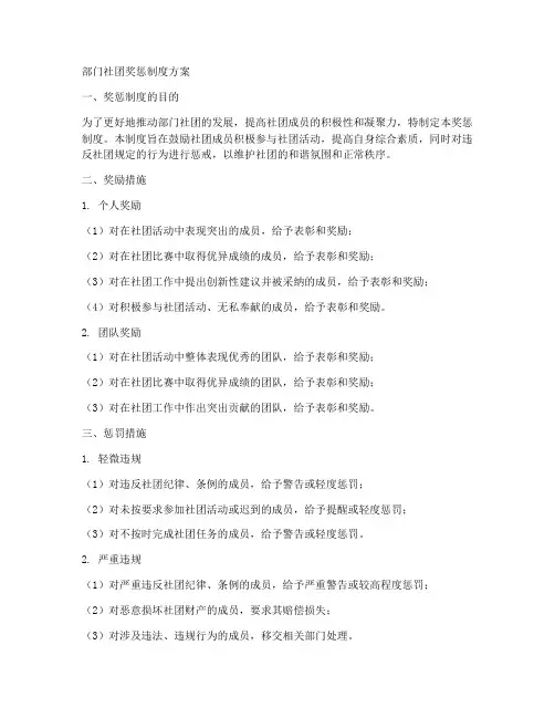 部门社团奖惩制度方案范本