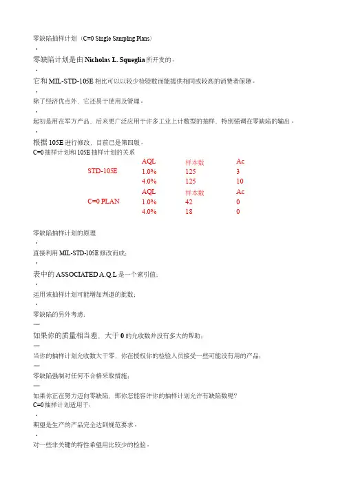 c=0抽样计划介绍