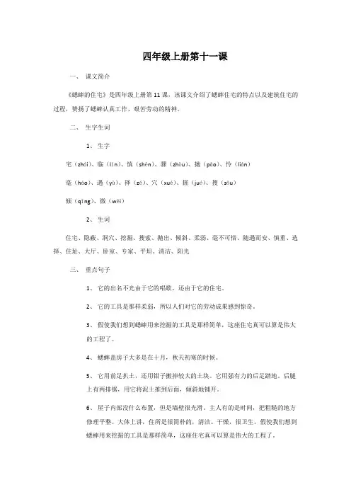 四年级上册第十一课