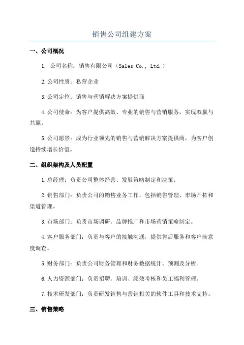 销售公司组建方案