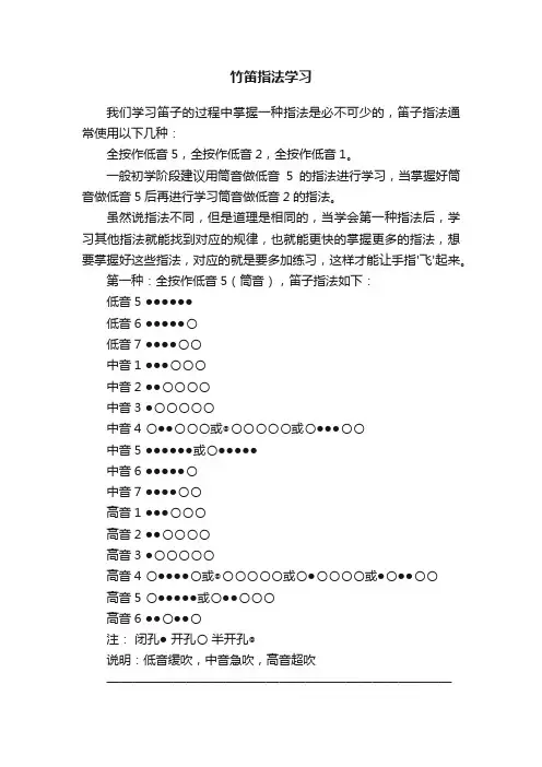 竹笛指法学习
