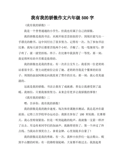 我有我的骄傲作文六年级500字