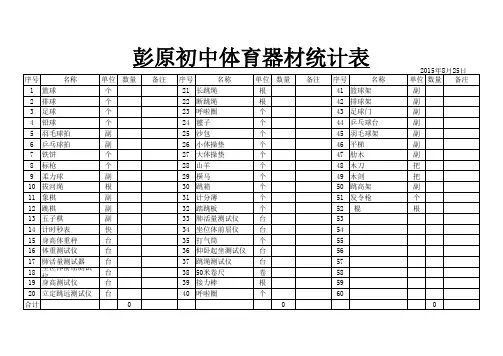 体育器材统计表