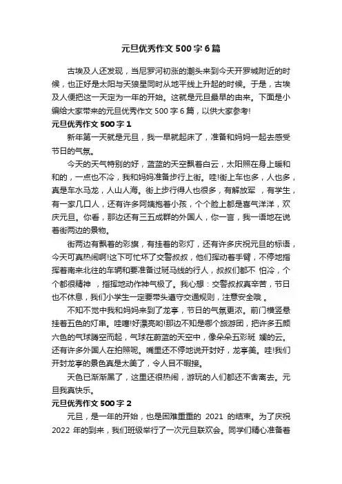 元旦优秀作文500字6篇