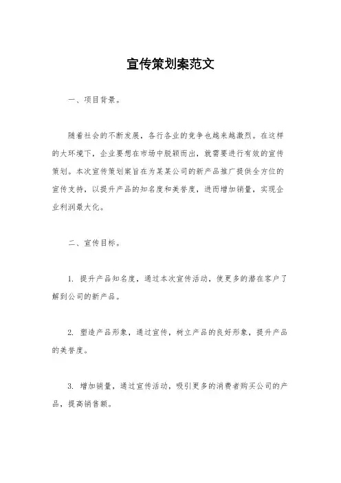 宣传策划案范文
