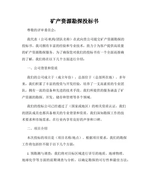 矿产资源勘探投标书