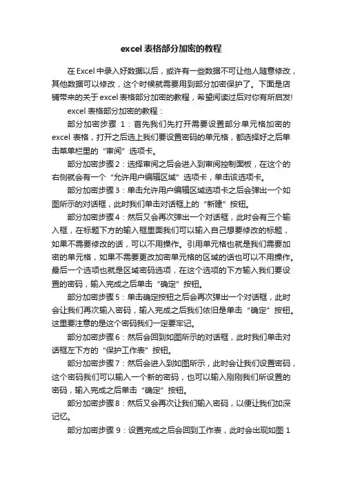 excel表格部分加密的教程