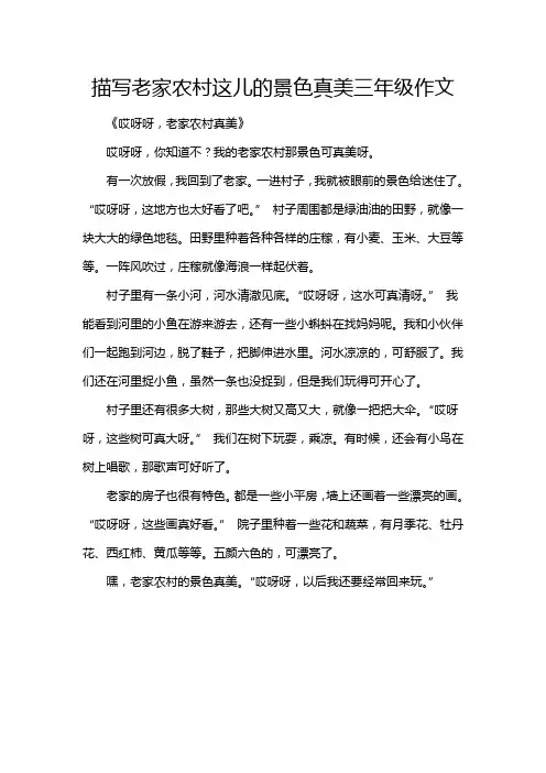 描写老家农村这儿的景色真美三年级作文
