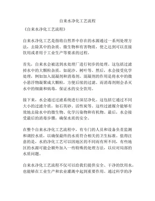 自来水净化工艺流程