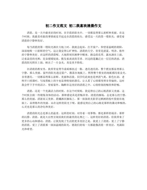 初二作文范文 初二我喜欢清晨作文