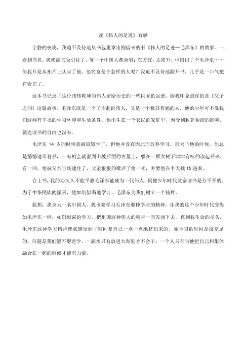 读《伟人的足迹》有感