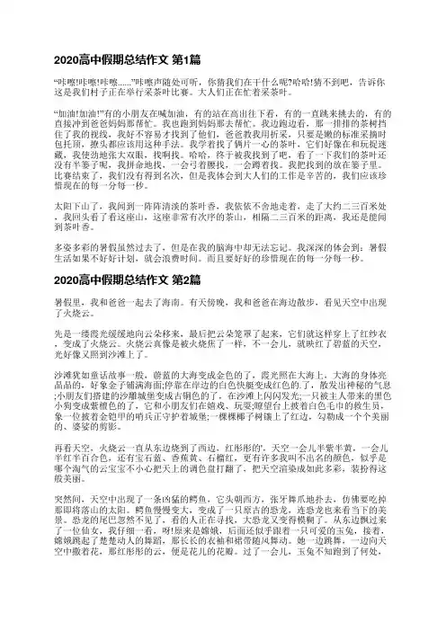 2020高中假期总结作文(精选3篇)