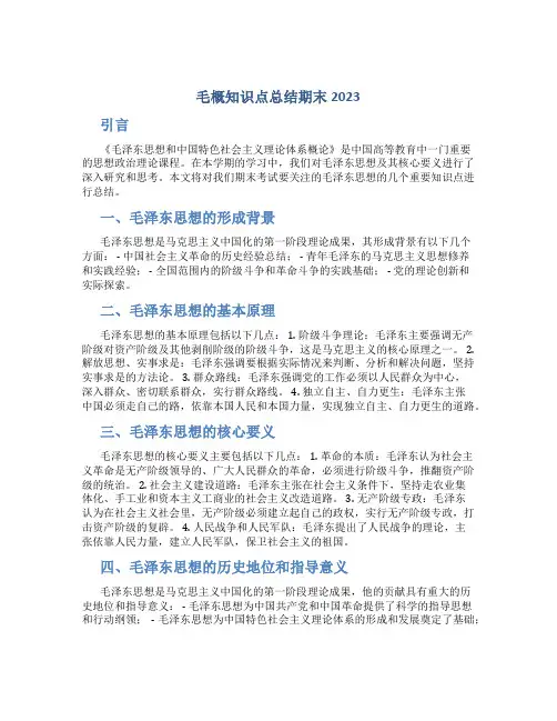 毛概知识点总结期末2023