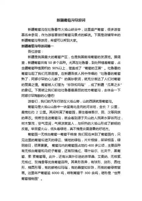 新疆葡萄沟导游词