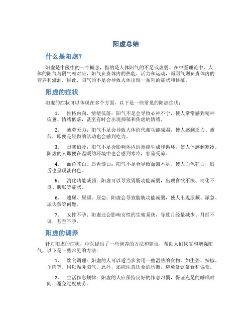 阳虚总结范文