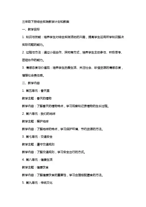 三年级下册综合实践教学计划和教案