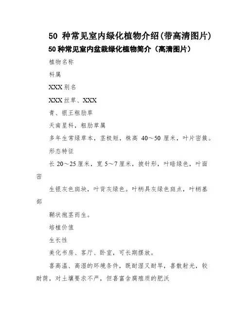 50种常见室内绿化植物介绍(带高清图片)