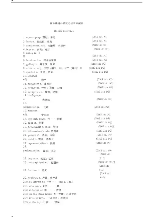 高中英语外研版必修三单词表