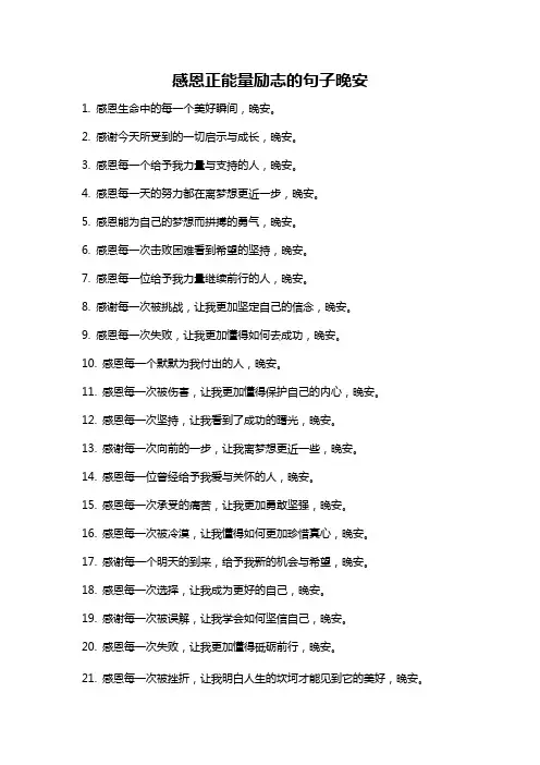 感恩正能量励志的句子晚安