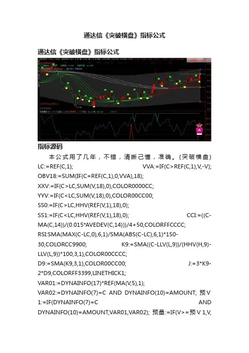 通达信《突破横盘》指标公式