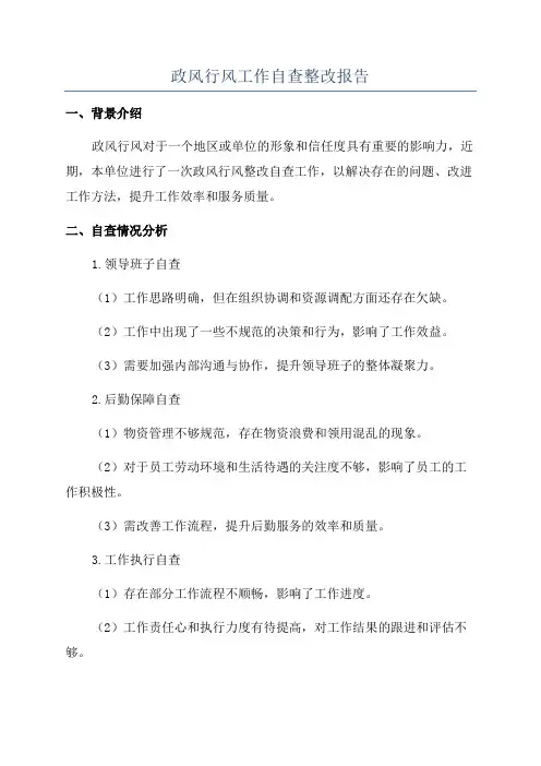 政风行风工作自查整改报告