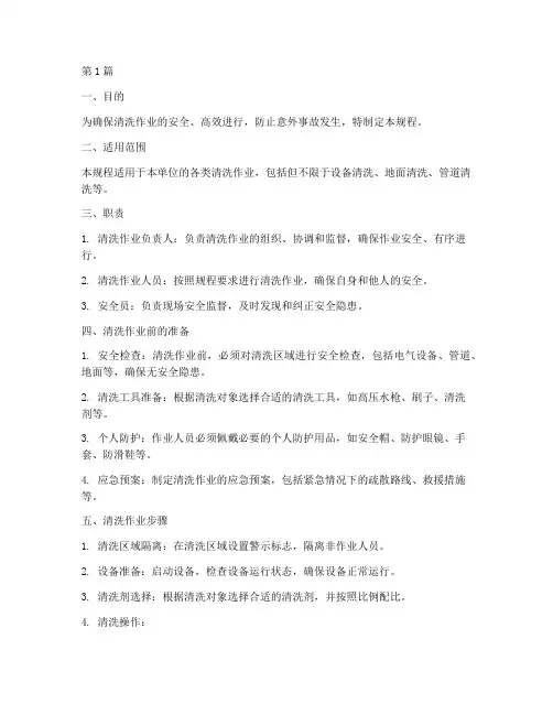 清洗作业操作规程(3篇)