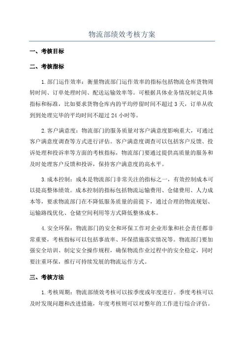 物流部绩效考核方案