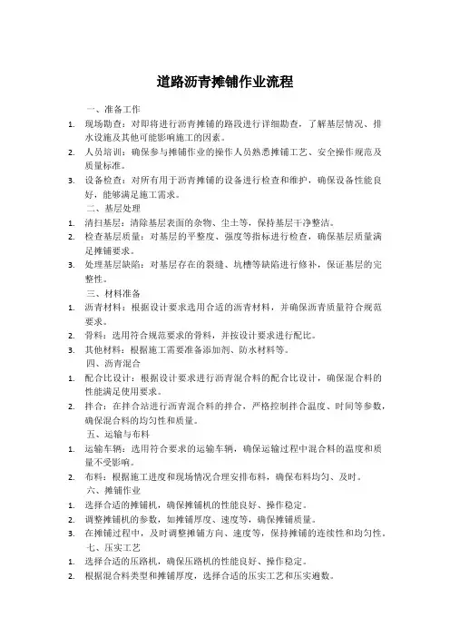 道路沥青摊铺作业流程