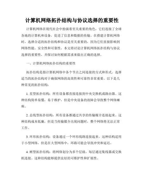 计算机网络拓扑结构与协议选择的重要性