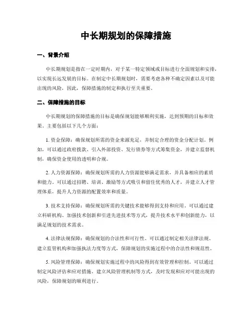 中长期规划的保障措施