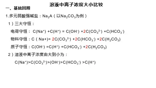 溶液中离子浓度大小比较