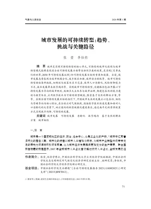 城市发展的可持续转型：趋势、挑战与关键路径