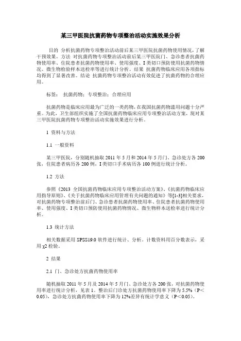 某三甲医院抗菌药物专项整治活动实施效果分析
