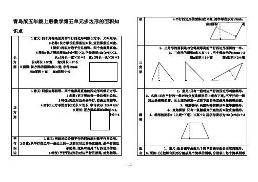 青岛版五年级上册数学第五单元多边形的面积知识点