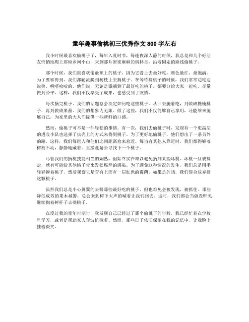 童年趣事偷桃初三优秀作文800字左右