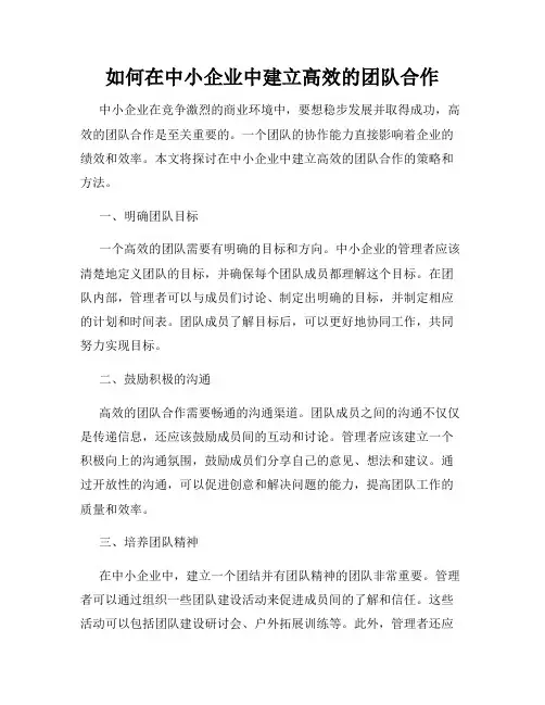如何在中小企业中建立高效的团队合作